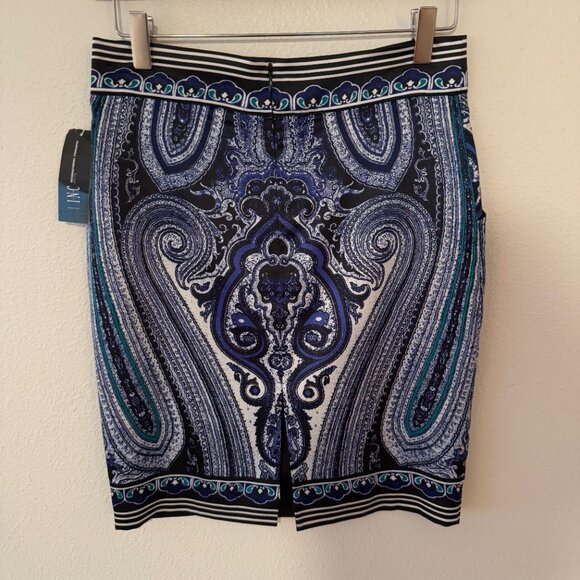 NWT INC International Concepts Blue Paisley Pencil Skirt‎ Size 0P - Picture 3 of 6